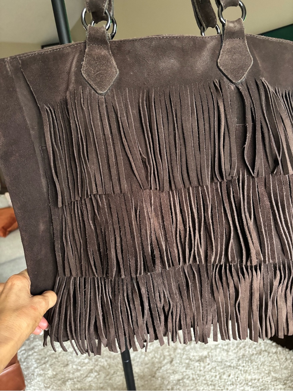 Haute Hippie Brown Suede Fringe Shoulder Bag